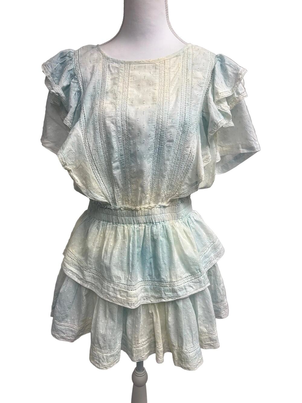 LoveShackFancy pale blue ruffled dress
